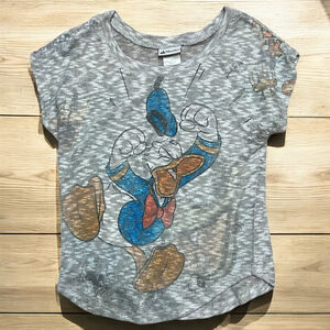 Disney Parks Donald Duck T-Shirt XS Gray Burnout Graphic Tee Vintage Style Top